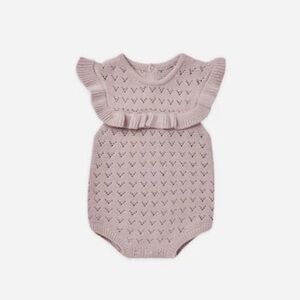 🤍 Quincy Mae Pointelle Knit Ruffle Romper